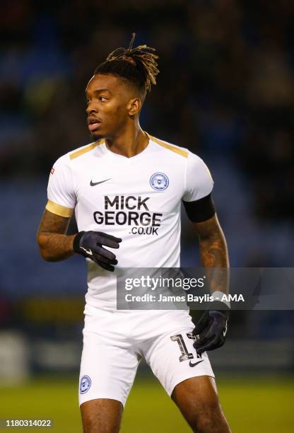 Ivan Toney of Peterborough United during the Sky Bet League One match between Shrewsbury Town and Peterborough United at Montgomery Waters Meadow on...