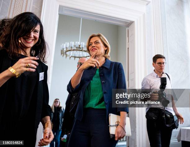 November 2019, Berlin: Julia Klöckner , Federal Minister of Food and Agriculture, and Sonja Kolonko, moderator, attend the first session of the...