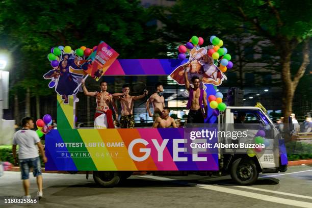Float advertising LGBT video games at the taiwan 2019 LGBT Pride Parade.