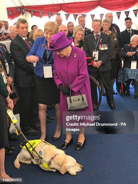 Queen Elizabeth II during a visit to the Royal British Legion Industries village in Aylesford, Kent to celebrate the charity's centenary year.