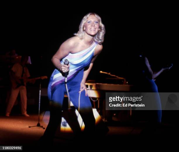 Agnetha Fältskog performs with ABBA at Concord Pavilion on September 19, 1979 in Concord, California.