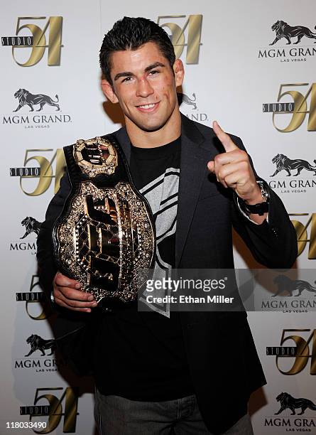 Mixed martial artist Dominick Cruz arrives at a post-fight party for UFC 132 at Studio 54 inside the MGM Grand Hotel/Casino early July 3, 2011 in Las...