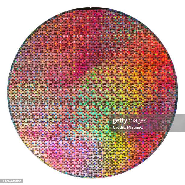computer semiconductor wafer on white - silicon stock pictures, royalty-free photos & images