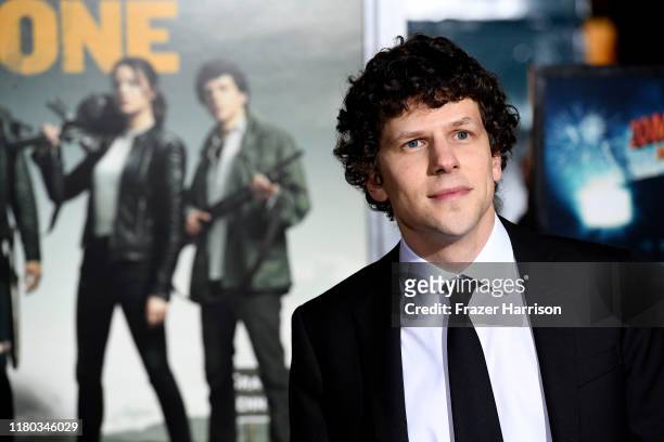 Jesse Eisenberg attends the Premiere Of Sony Pictures' "Zombieland Double Tap" at Regency Village Theatre on October 10, 2019 in Westwood, California.