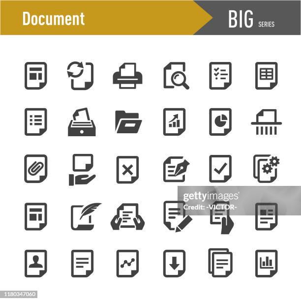 document icons - big series - holding pen in hand stock illustrations