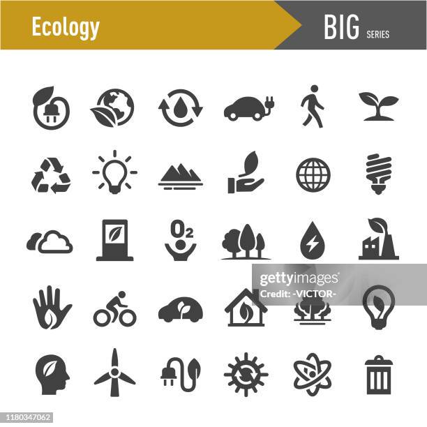 ecology icons - big series - renewable energy stock illustrations