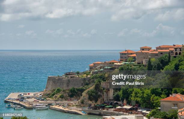 the coast of the southernmost montenegrin town of ulcinj, ulcinj old town fortress - ulcinj stock pictures, royalty-free photos & images