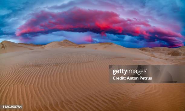 sand dunes in the desert at sunset - doha stockfoto's en -beelden