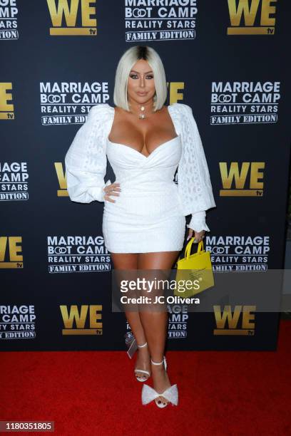 Aubrey O'Day attends WE tv celebrates the premiere of 'Marriage Boot Camp' at SkyBar at the Mondrian Los Angeles on October 10, 2019 in West...