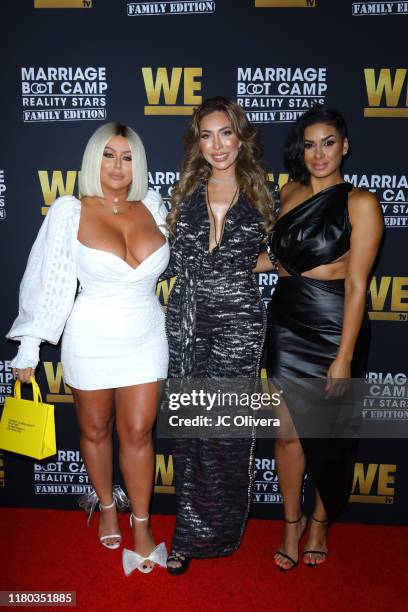 Aubrey O'Day, Farrah Abraham and Laura Govan attend WE tv celebrates the premiere of 'Marriage Boot Camp' at SkyBar at the Mondrian Los Angeles on...