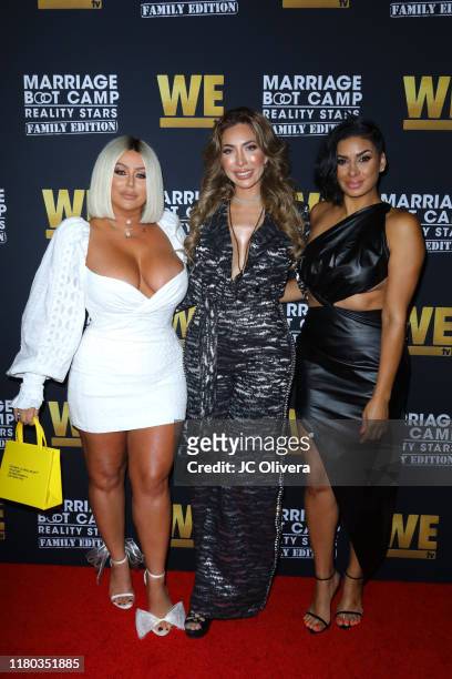 Aubrey O'Day, Farrah Abraham and Laura Govan attend WE tv celebrates the premiere of 'Marriage Boot Camp' at SkyBar at the Mondrian Los Angeles on...