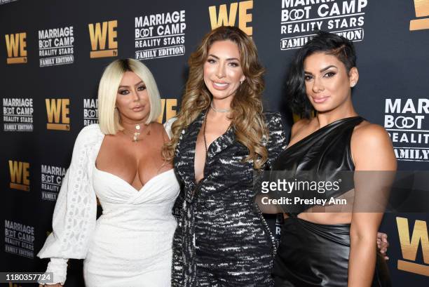 Aubrey O'Day, Farrah Abraham and Laura Govan attend WE tv Celebrates The 100th Episode Of The "Marriage Boot Camp" Reality Stars Franchise And The...