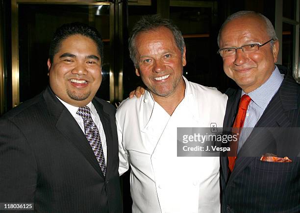 Wolfgang Puck , Wolf Hengst and guest during Wolfgang Puck Cut Steakhouse Opening at Regent Beverly Wilshire in Beverly Hills, California, United...