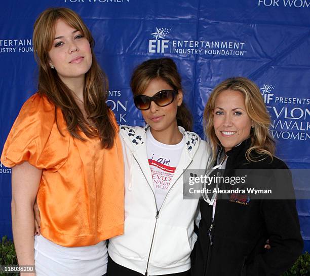 Mandy Moore, Eva Mendes and Sheryl Crow during The Entertainment Industry Foundations 14th Annual Revlon Run/Walk for Women at Los Angeles Memorial...