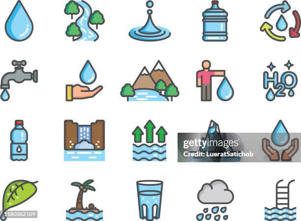 ilustraciones, imágenes clip art, dibujos animados e iconos de stock de iconos de color de agua para la vida - fountain