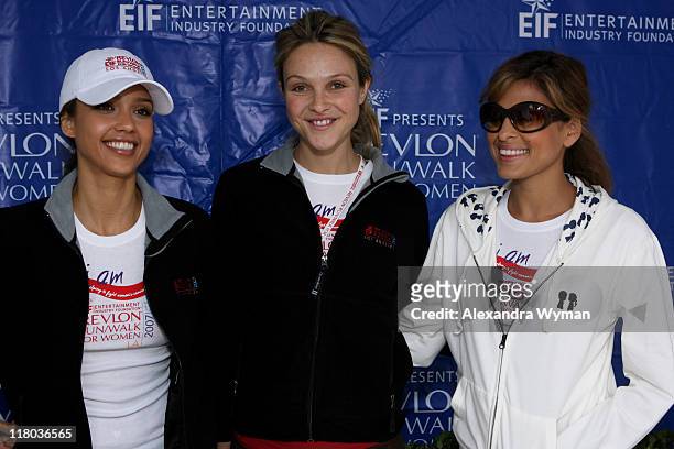 Jessica Alba, Beau Garrett and Eva Mendes during The Entertainment Industry Foundations 14th Annual Revlon Run/Walk for Women at Los Angeles...