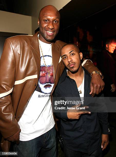 Lamar Odom and Marques Houston during Lamar Odom's Rich Soil Entertainment Showcase at Air Conditioned Supper Club in Venice, California, United...