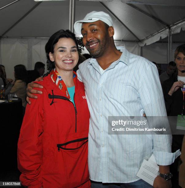 Karen Duffy and Jesse L. Martin during 10th Annual Entertainment Industry Foundation's Revlon Run/Walk For Women in New York at Times Square and ends...