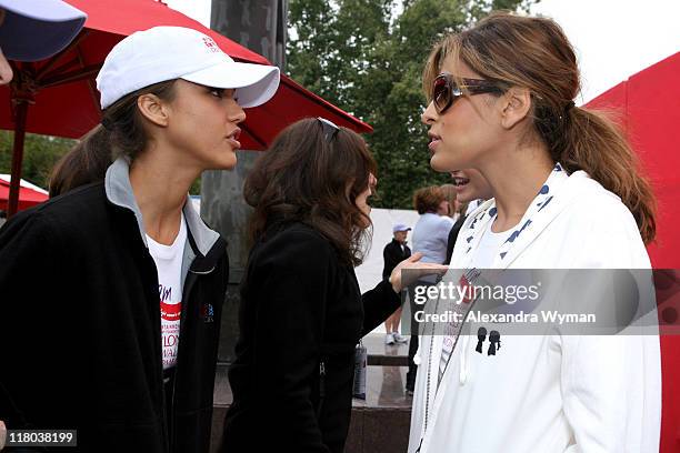 Jessica Alba and Eva Mendes during The Entertainment Industry Foundations 14th Annual Revlon Run/Walk for Women at Los Angeles Memorial Coliseum at...