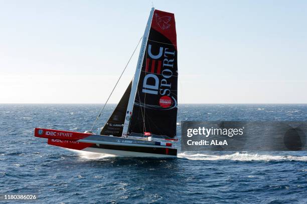 Francis Joyon trains on his Maxi Trimaran IDEC Sport with his crew, Christophe Houdet, Bertrand Delesne, Corentin Joyon and Antoine Blouet, prior to...