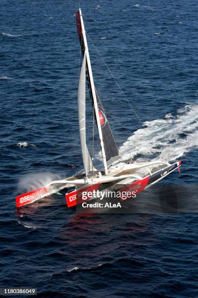 Francis Joyon trains on his Maxi Trimaran IDEC Sport with his crew, Christophe Houdet, Bertrand Delesne, Corentin Joyon and Antoine Blouet, prior to...