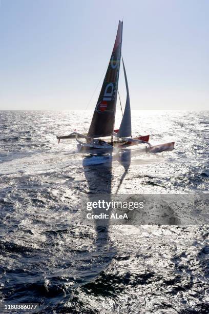 Francis Joyon trains on his Maxi Trimaran IDEC Sport with his crew, Christophe Houdet, Bertrand Delesne, Corentin Joyon and Antoine Blouet, prior to...