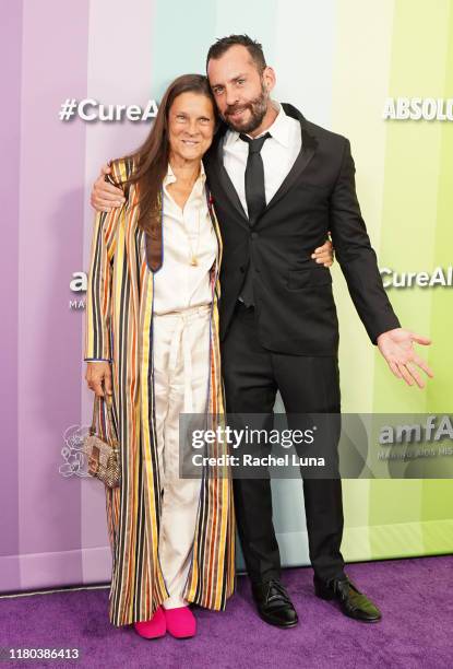 Aileen Getty and Josh Wood attend the 2019 amfAR Gala Los Angeles at Milk Studios on October 10, 2019 in Los Angeles, California.