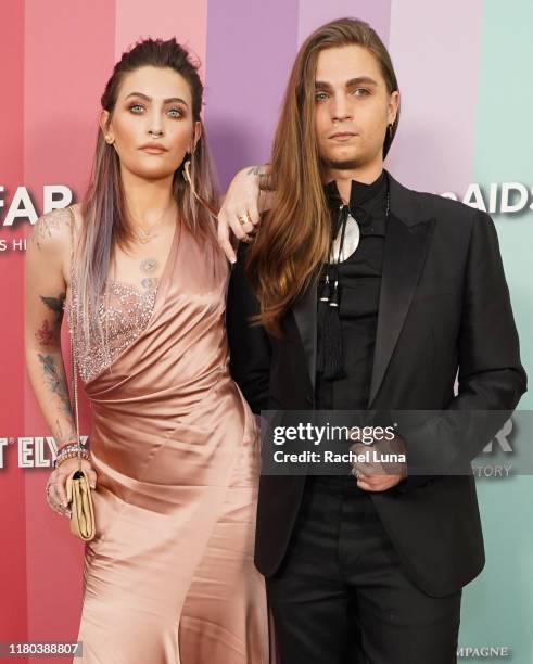 Paris Jackson and Gabriel Glenn attend the 2019 amfAR Gala Los Angeles at Milk Studios on October 10, 2019 in Los Angeles, California.