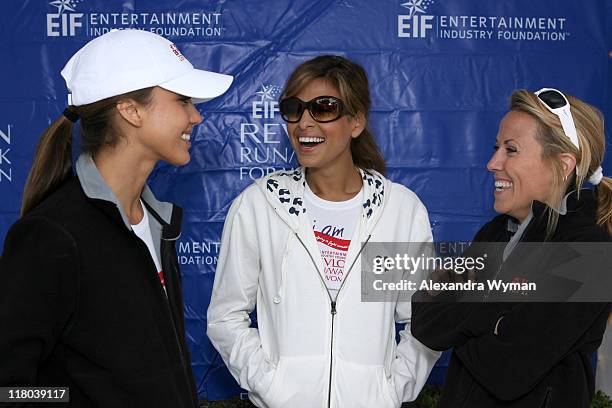 Jessica Alba, Eva Mendes and Sheryl Crow during The Entertainment Industry Foundations 14th Annual Revlon Run/Walk for Women at Los Angeles Memorial...