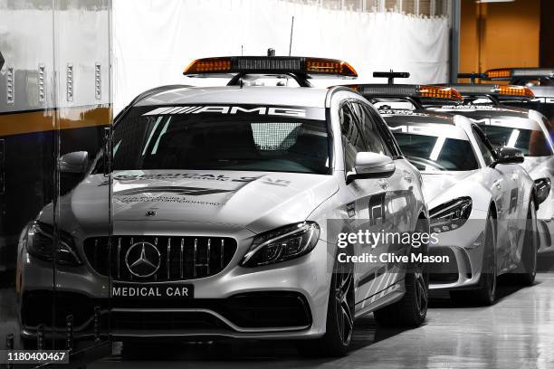 The medical car is seen in the garage after practice for the F1 Grand Prix of Japan at Suzuka Circuit on October 11, 2019 in Suzuka, Japan.