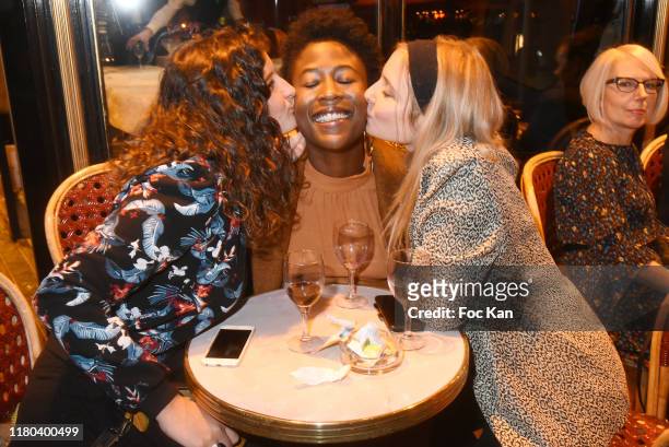 Lea Gilet-Lorand, Jessy Ugolin and Lula Cotton attend the "Prix Double Dôme 2019" music/litterature and Art Award at Brasserie Le Dôme on October 10,...