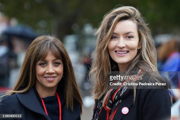 Riz Lateef and Natasha McElhone attend the Women of the World event to mark International Day of the Girl at the London Eye on October 11, 2019 in...