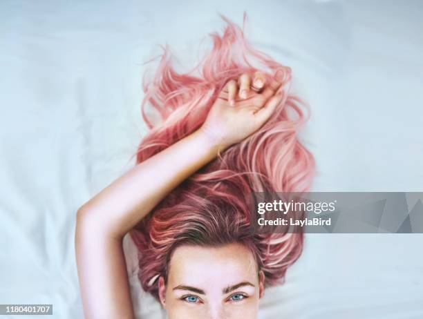 live life in color - pink hair stock pictures, royalty-free photos & images