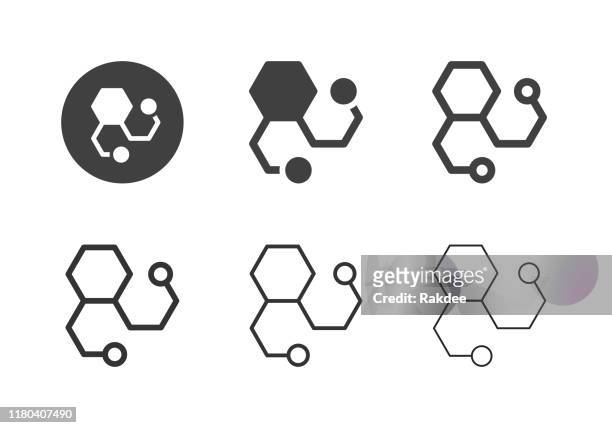 molecules icons - multi series - molecular gastronomy stock illustrations