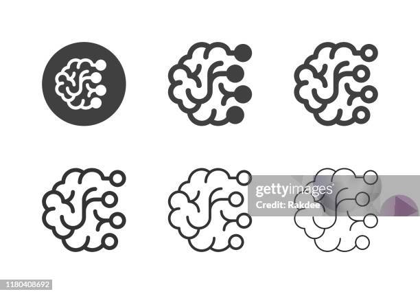 illustrazioni stock, clip art, cartoni animati e icone di tendenza di icone del cervello - serie multi - nervous system