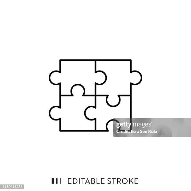 puzzle icon with editable stroke and pixel perfect. - puzzle stock illustrations