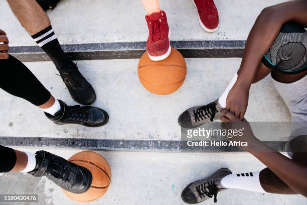 Basketball player's feet on steps