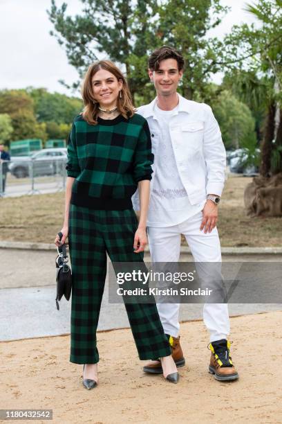 Actress Morgane Polanski wears all Dior with Actor Jack Brett Anderson also wearing Dior on September 24, 2019 in Paris, France.