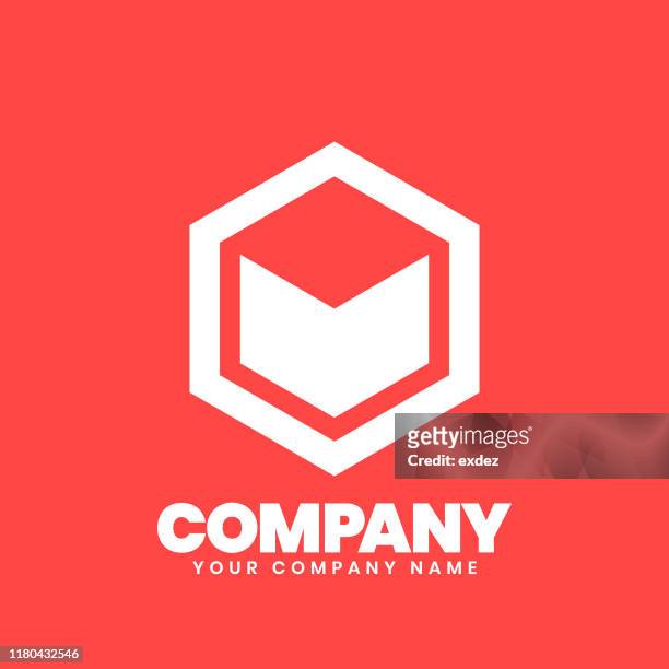 hexagon logo sign - logo stock illustrations