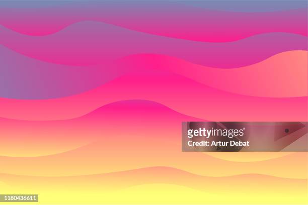 beautiful sunset illustration with undulated shapes and nice colors. - romantic sky stock pictures, royalty-free photos & images