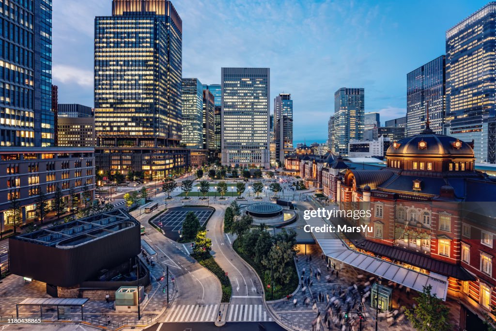 Tokyo, Japan stadsbilden vid Tokyo Station