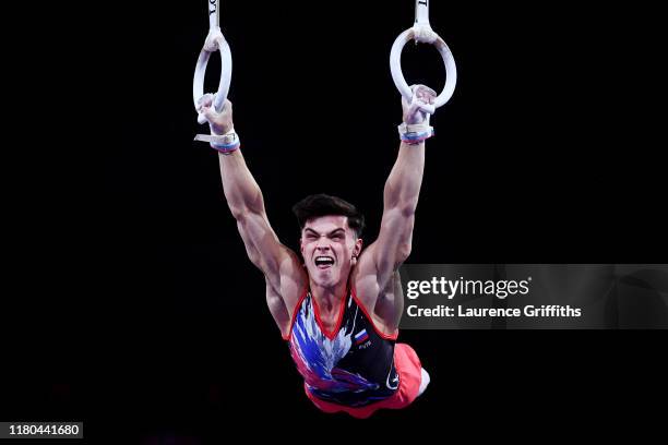 Artur Dalaloyan of Russia competes in Rings during Men's All-Around Final on Day 8 of 49th FIG Artistic Gymnastics World Championships at...