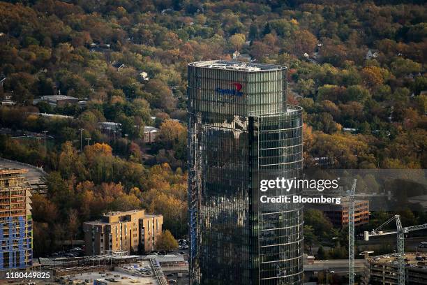 The Capital One Tower is seen in this aerial photograph taken above McLean, Virginia, U.S., on Tuesday, Nov. 4, 2019. Democrats and Republicans are...