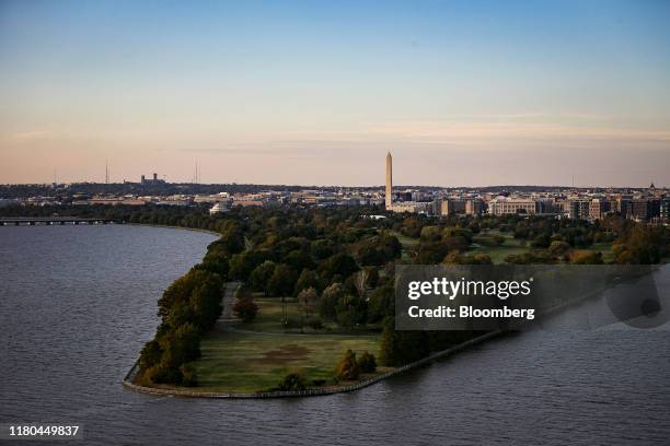Hains Point in East Potomac Park is seen in this aerial photograph taken above Washington, D.C., U.S., on Tuesday, Nov. 4, 2019. Democrats and...