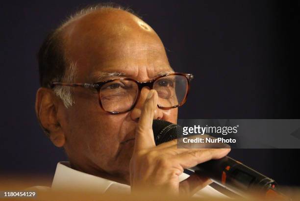 The Nationalist Congress Party chief, Sharad Pawar looks on during a press conference in Mumbai, India on 06 November 2019.
