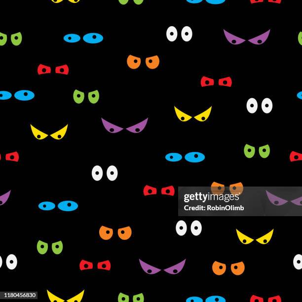 spooky eyes seamless pattern - scary stock illustrations