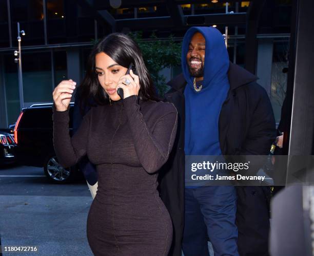 Kim Kardashian West and Kanye West arrive to Estiatorio Milos on November 6, 2019 in New York City.