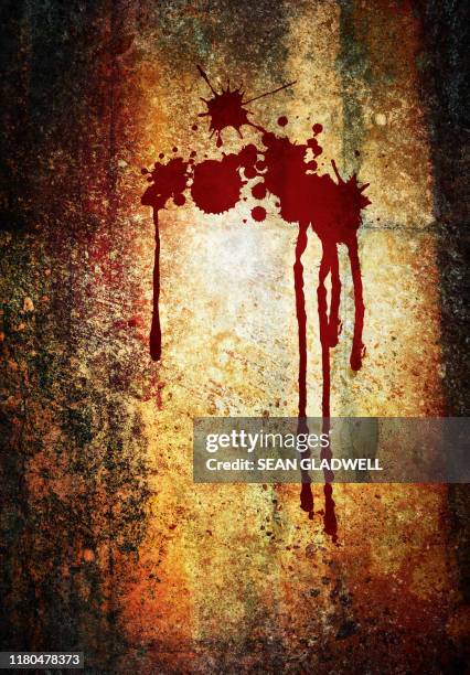 blood splat on wall - blood splatter foto e immagini stock