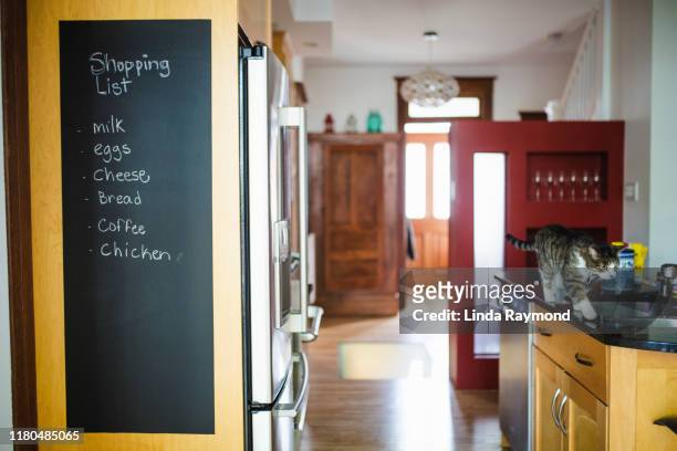 shopping list - blackboard qc stock pictures, royalty-free photos & images