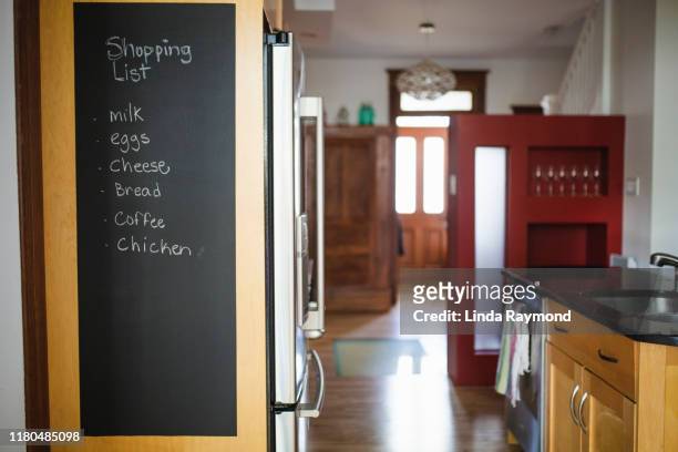 shopping list - blackboard qc stock pictures, royalty-free photos & images